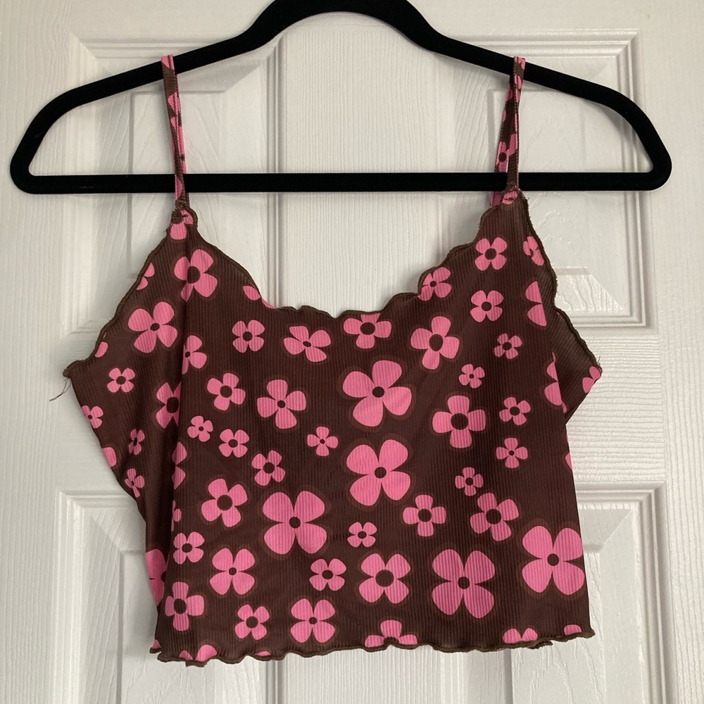 ⚡️3/$10⚡️ Floral Ribbed Cropped Tank Top